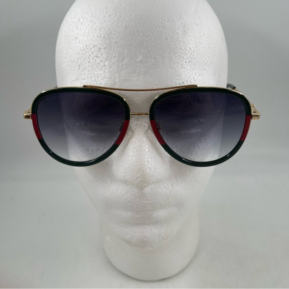 NEW! Gucci Aviator Metal Sunglasses Gold/Green/Red Frames Grey Lens 100% UV - Picture 3 of 16